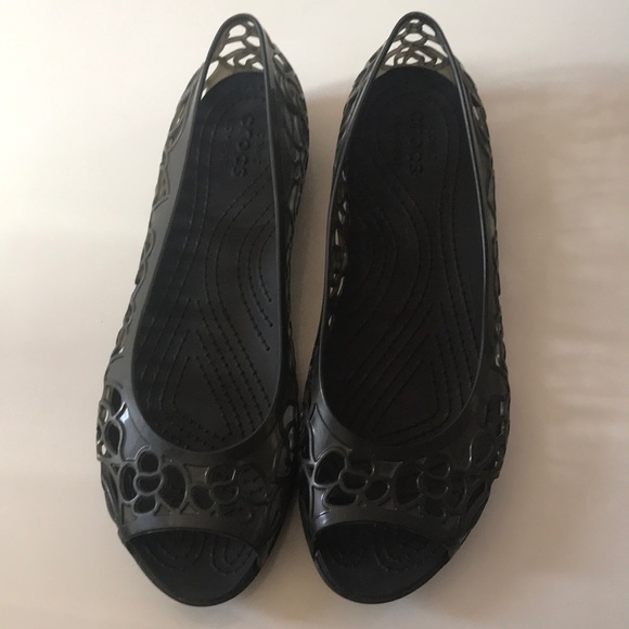 crocs isabella jelly flat black